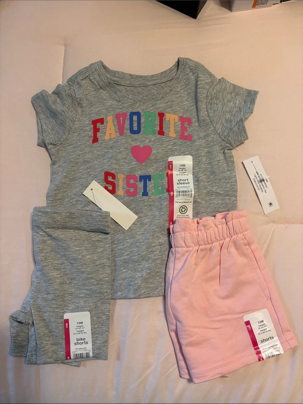 wonder nation Gray Tee and Pink Shorts Set - Multicolor Lettering